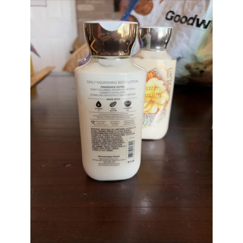 Bath Body Works X 3 Body Lotion Starlit Night, Warm Vanilla Sugar, Cucumber Mel